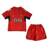 23/24 Juventus Goalkeeper Red Soccer Jersey + Shorts Kids