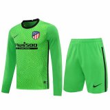 20/21 Atletico Madrid Goalkeeper Green Long Sleeve Man Soccer Jersey + Shorts Set