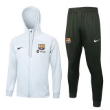 (Hoodie) 23/24 Barcelona Light Grey Soccer Training Suit Jacket + Pants Mens