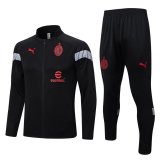 22/23 AC Milan Full Black Soccer Training Suit Jacket + Pants Mens