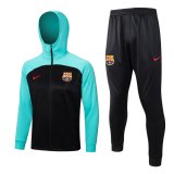(Hoodie) 22/23 Barcelona Black Soccer Training Suit Jacket + Pants Mens