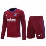 20/21 Atletico Madrid Goalkeeper Red Long Sleeve Man Soccer Jersey + Shorts Set
