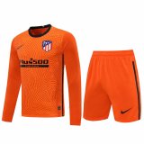 20/21 Atletico Madrid Goalkeeper Orange Long Sleeve Man Soccer Jersey + Shorts Set