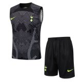 21/22 Tottenham Hotspur Black Soccer Training Suit Singlet + Short Mens