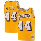(WEST - 44) 1971-72 Los Angeles Lakers Jerry West Road Light Gold Mitchell & Ness Hardwood Classics Jersey Mens