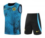 23/24 Inter Milan Blue Soccer Training Suit Singlet + Short Mens