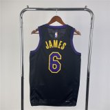 (JAMES - 6) 23/24 Los Angeles Lakers Black Swingman Jersey - City Edition Mens