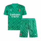23/24 AC Milan Goalkeeper Green Soccer Kit (Jersey + Short) Kids
