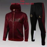 21/22 PSG x Jordan Hoodie Maroon Soccer Training Suit(Jacket + Pants) Kids