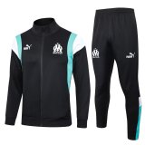 23/24 Olympique Marseille Black Soccer Training Suit Jacket + Pants Mens