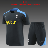 24/25 Tottenham Hotspur Dark Grey Soccer Training Suit Jersey + Short Kids