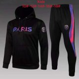 21/22 PSG x Jordan Hoodie Black Soccer Training Suit(Sweatshirt + Pants) Kids