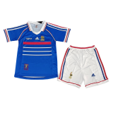 1998 France Retro Home Soccer Jersey + Shorts Kids