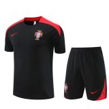 2024 Portugal Black Soccer Training Suit Jersey + Short Mens