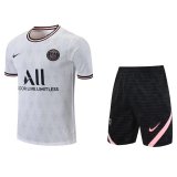 21/22 PSG White Soccer Training Suit Jersey + Short Mens