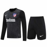 20/21 Atletico Madrid Goalkeeper Black Long Sleeve Man Soccer Jersey + Shorts Set