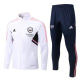 22-23 Arsenal White Soccer Training Suit Jacket + Pants Mens