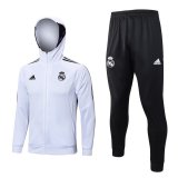 (Hoodie) 22/23 Real Madrid White Soccer Training Suit Jacket + Pants Mens
