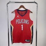 (WILLIAMSON #1) 23/24 Orleans Pelicans Red Swingman Jersey - Statement Edition Mens