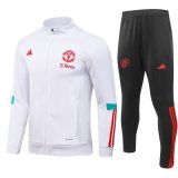 23/24 Manchester United White Soccer Training Suit Jacket + Pants Mens
