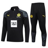 23/24 Borussia Dortmund Black Soccer Training Suit Sweatshirt + Pants Mens