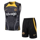 21/22 Chelsea Black Soccer Training Suit Singlet + Short Mens