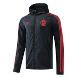 (Hoodie) 22/23 Flamengo Black - Red Logo All Weather Windrunner Soccer Jacket Mens