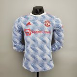 (Player Version) 21/22 Manchester United Away Long Sleeve Mens Soccer Jersey