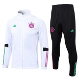 23/24 Bayern Munich White Soccer Training Suit Jacket + Pants Mens