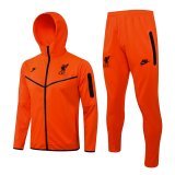 21/22 Liverpool Hoodie Orange Soccer Training Suit Jacket + Pants Mens