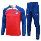 23/24 Atletico Madrid Red Soccer Training Suit Sweatshirt + Pants Mens