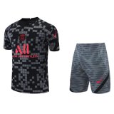 21/22 PSG Black - Grey Soccer Training Suit Jersey + Short Mens