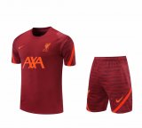 21/22 Liverpool Burgundy Soccer Training Suit (Jersey + Short) Man