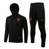 21/22 AC Milan Hoodie Black Soccer Training Suit Jacket + Pants Mens