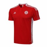 21/22 Bayern Munich Red Stripes Soccer Polo Jersey Mens