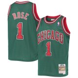 (ROSE #1) 2008-2009 Chicago Bulls Rose Green Mitchell & Ness Hardwood Classics Jersey Mens