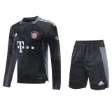 21/22 Bayern Munich Goalkeeper Black Long Sleeve Mens Soccer Kit Jersey + Short