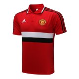 21/22 Manchester United Red - White Soccer Polo Jersey Mens