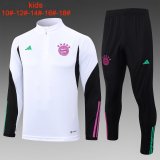 23/24 Bayern Munich White Soccer Training Suit Sweatshirt + Pants Kids