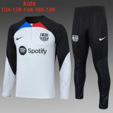 23/24 Barcelona Grey - Black Soccer Training Suit Kids