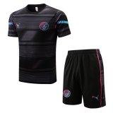 22/23 Manchester City Black Soccer Jersey + Shorts Mens