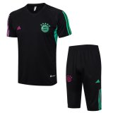 23/24 Bayern Munich Black Soccer Training Suit Jersey + Short Mens