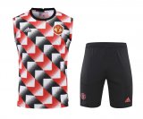 22/23 Manchester United Red - Black Soccer Training Suit Singlet + Short Mens