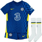 21/22 Chelsea Home Kids Soccer Jersey+Short+Socks