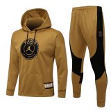 21/22 PSG x JORDAN Hoodie Gold Soccer Training Suit Sweatshirt + Pants Mens