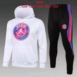 21/22 PSG x Jordan Hoodie Big Logo White Soccer Training Suit(Sweatshirt + Pants) Kids