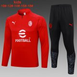 23/24 AC Milan Red Soccer Training Suit Sweatshirt + Pants Kids