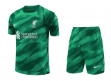 23/24 Liverpool Goalkeeper Green Soccer Jersey + Shorts Mens