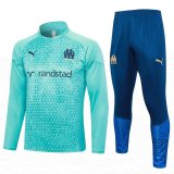 23/24 Olympique Marseille Green Diamonds Soccer Training Suit Sweatshirt + Pants Mens