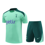 24/25 Tottenham Hotspur Light Green Soccer Training Suit Jersey + Short Mens